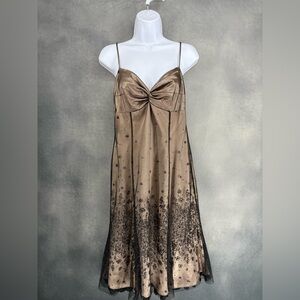 Vintage Papell Boutique Babydoll Tulle Mesh Embellished Lace Dress 6 Y2K Fairy